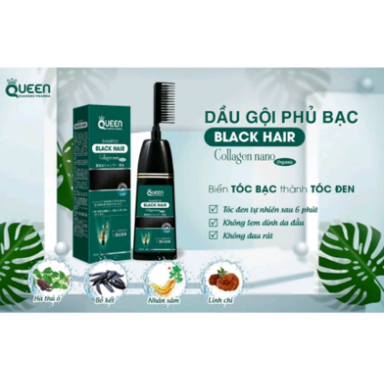 [Chính hãng; 200ML, HSD 2026] Dầu gội nhuộm tóc phủ bạc thảo dược Queen.