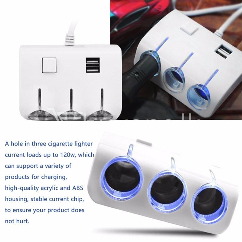 Bộ chia 3 tẩu và 2 cổng USB cho ô tô A30