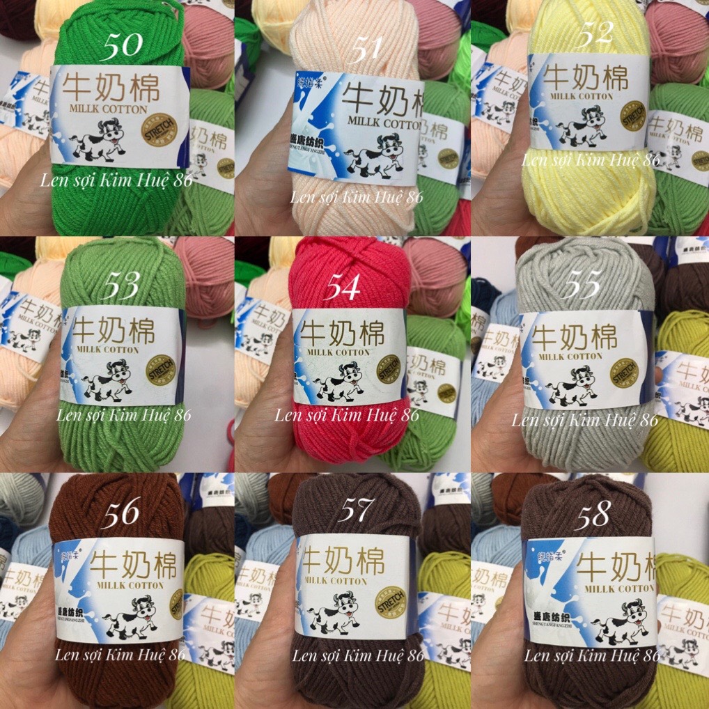 Len milk bò 50gr ( từ màu 51 đến màu 92)