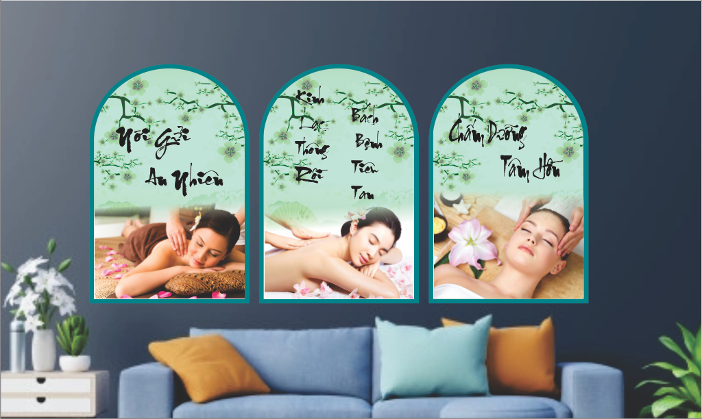 TRANH SPA DƯỠNG SINH VÒNG CUNG ( 3 TRANH KT 40X60X3 = 1,2M)