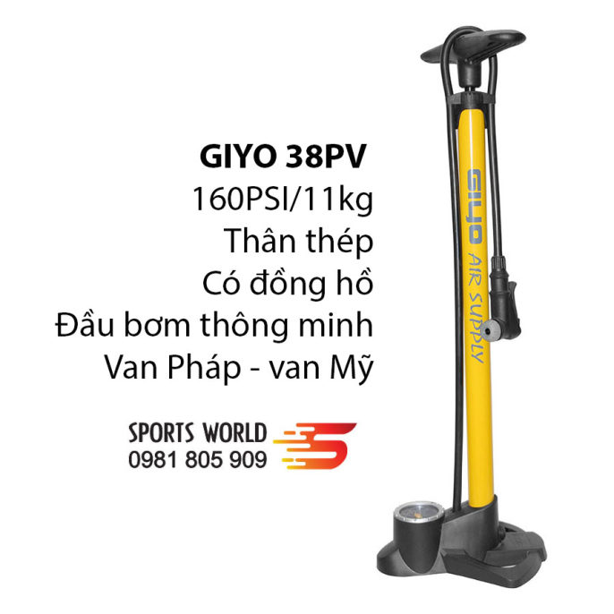 Bơm mini xe đạp GIYO GM-71 có đồng hồ đo áp suất | Shopee Việt Nam