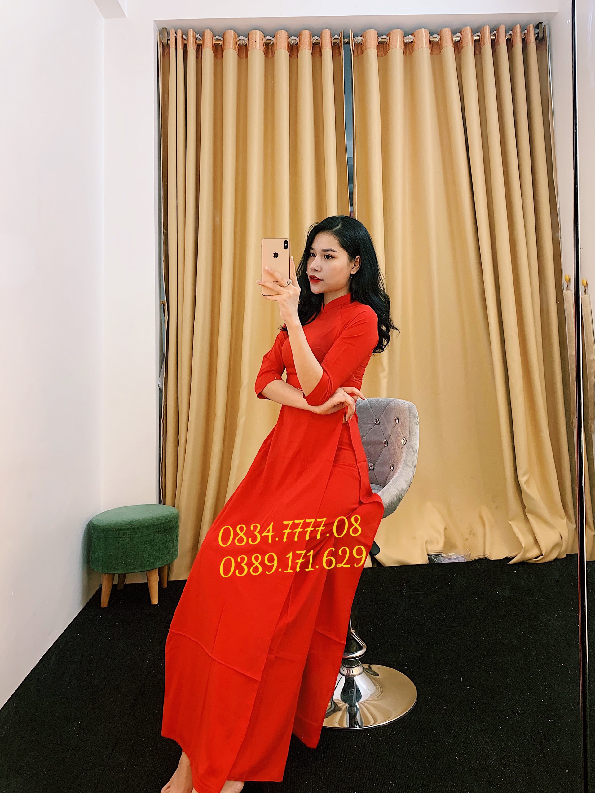 ÁO dài trơn đỏ thuần siêu đẹp