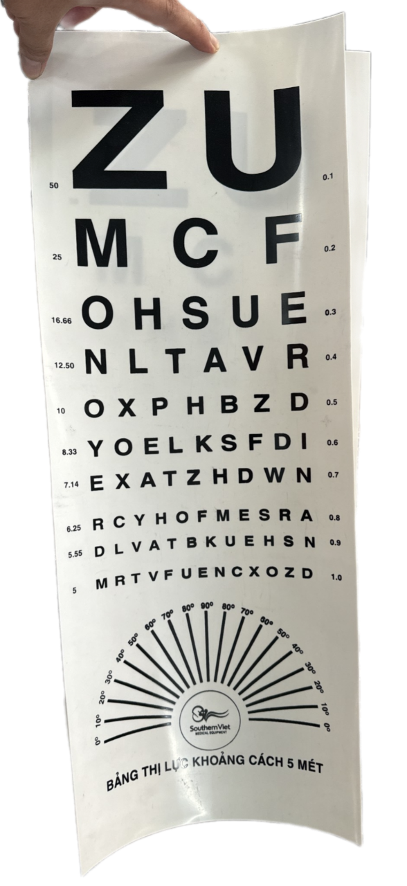 Table vision test distance 5m letters