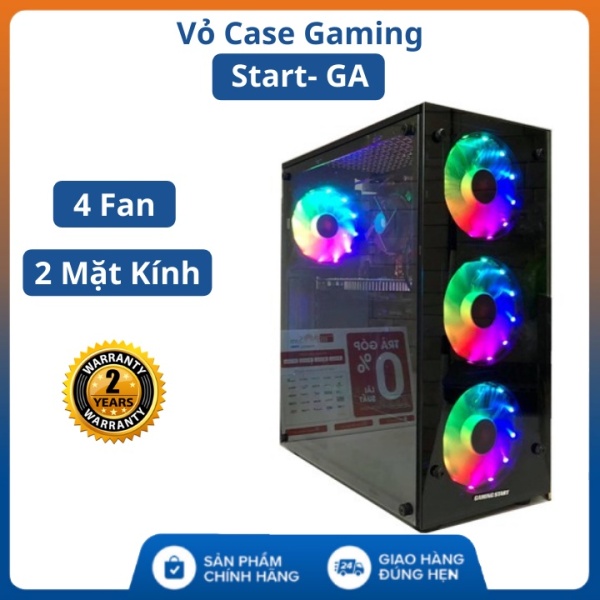 Bảng giá Vỏ Cây Máy Tính Led , Vỏ Case Gaming Start- GA 4 fan - 2 MẶT KÍNH đẹp (398 x 195 x 326 mm) Phong Vũ