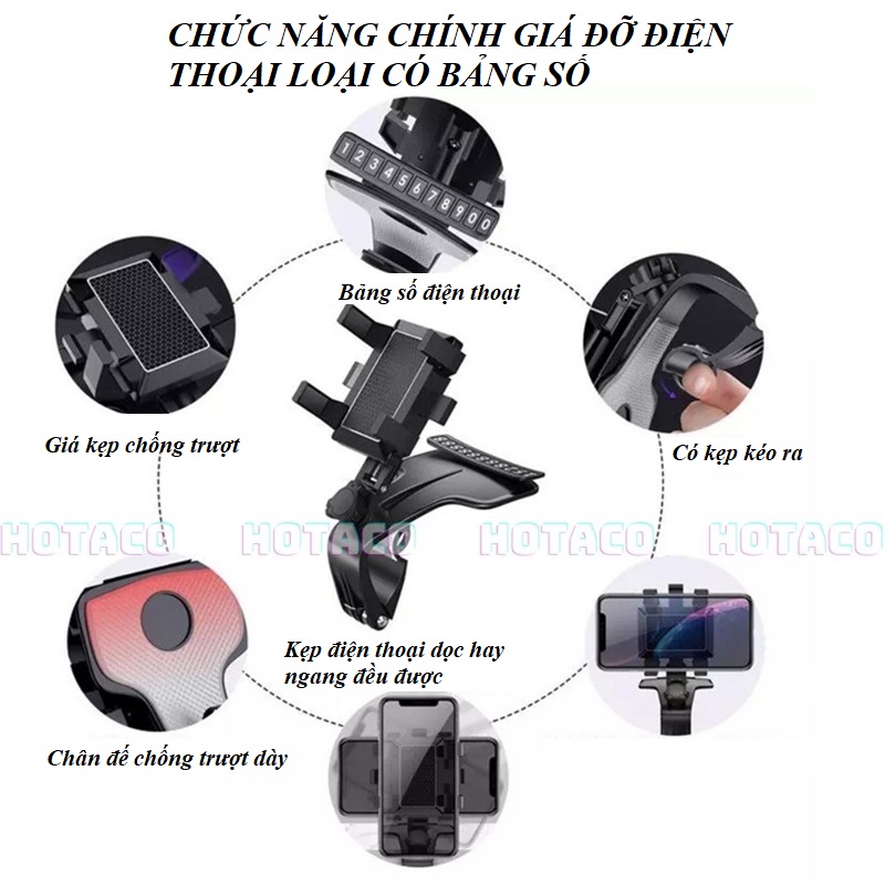 Giá đỡ điện thoại ô tô, Giá đỡ Iphone, Giá kẹp điên thoại Iphone, Miếng dính điện thoại xe hơi kẹp trực tiếp lên taplo