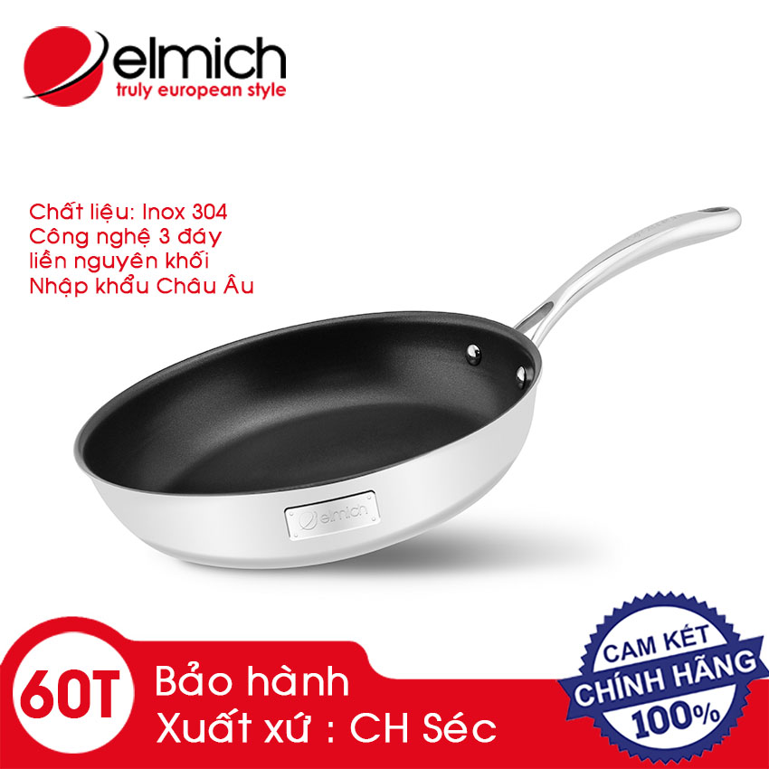 Chảo Chống Dính Cao Cấp Elmich Tri-Max Liền Khối đường kính 20/24/26/28 cm bảo hành 5 năm