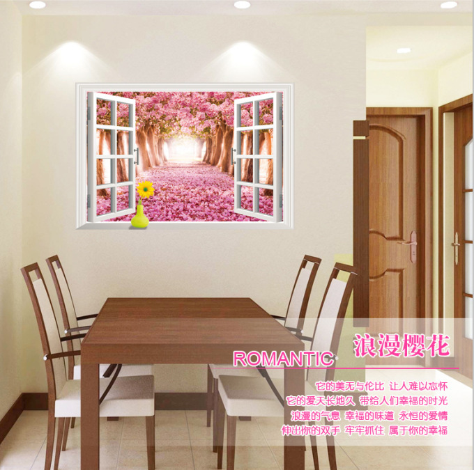 Decal dán tường cửa sổ hồng AY 9234D