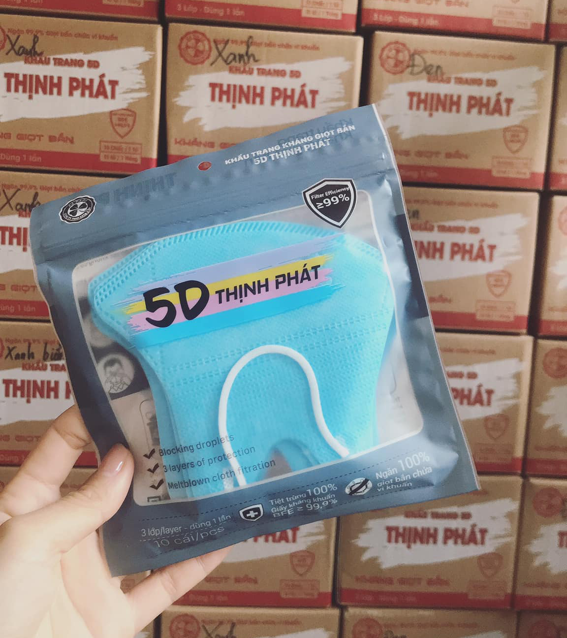 SET 10 TÚI ( 100 Cái)  KHẨU TRANG 5D THỊNH PHÁT