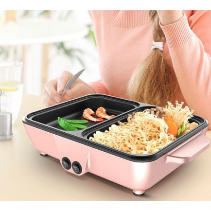[HCM][ NỒI LẨU NƯỚNG 2IN1 ĐA NĂNG ] - NỒI LẨU NƯỚNG ĐIỆN CHIA 2 NGĂN MINI