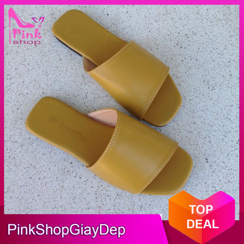 (Có mã miễn ship) Dép nữ, dép quai ngang PinkShopGiayDep kiểu dáng độc đáo mới lạ chất da xịn mềm êm bền đẹp giá rẻ