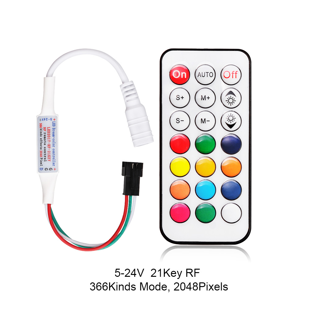 Mini 21Key RF Wireless Led Strip Light Remote Controller Dimmer Controller for DC5V 24V SMD 5050 3528 5730 3014 Single Color Light Strip