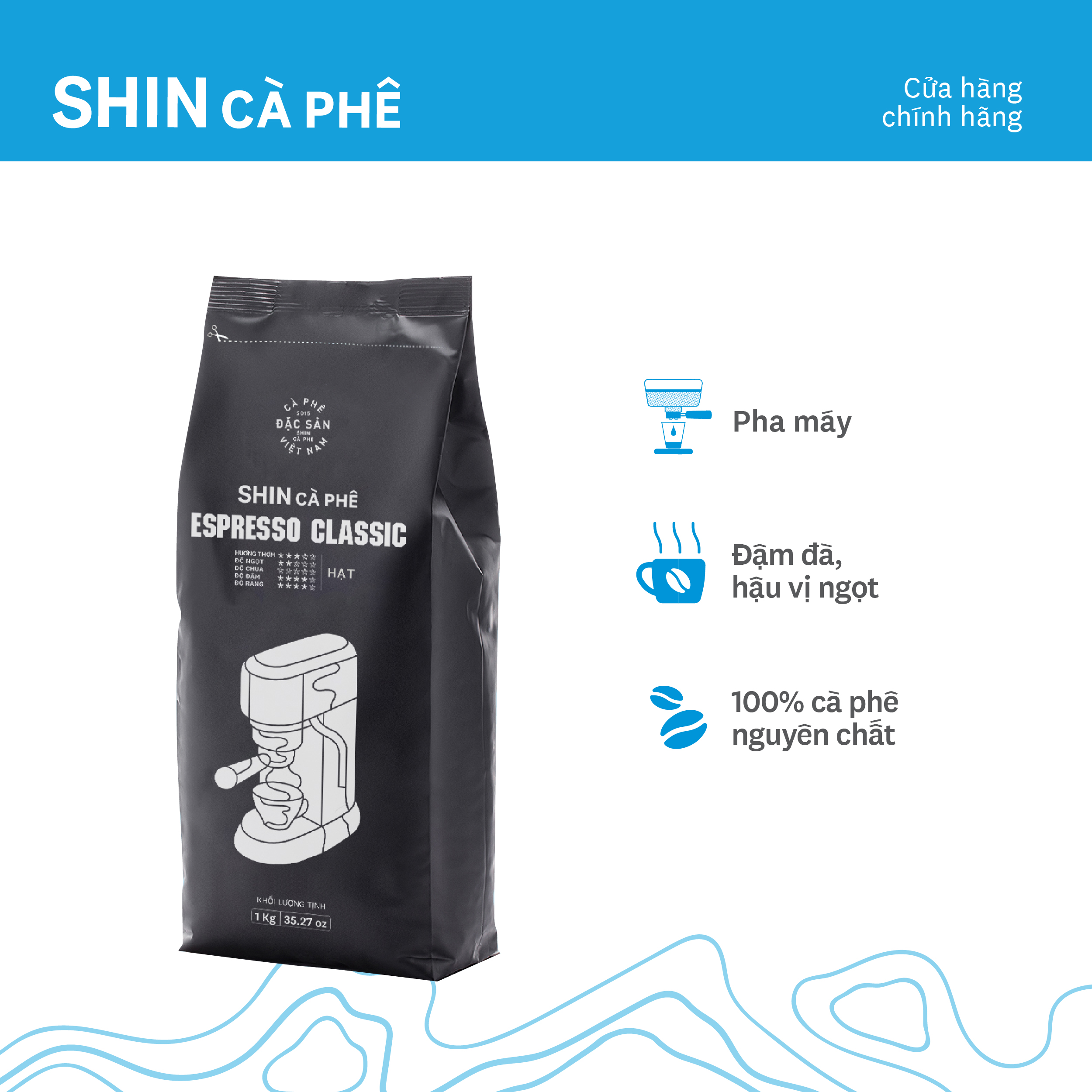 Cà phê Espresso Classic - SHIN Cà Phê - Cà phê pha máy - Gói 1kg