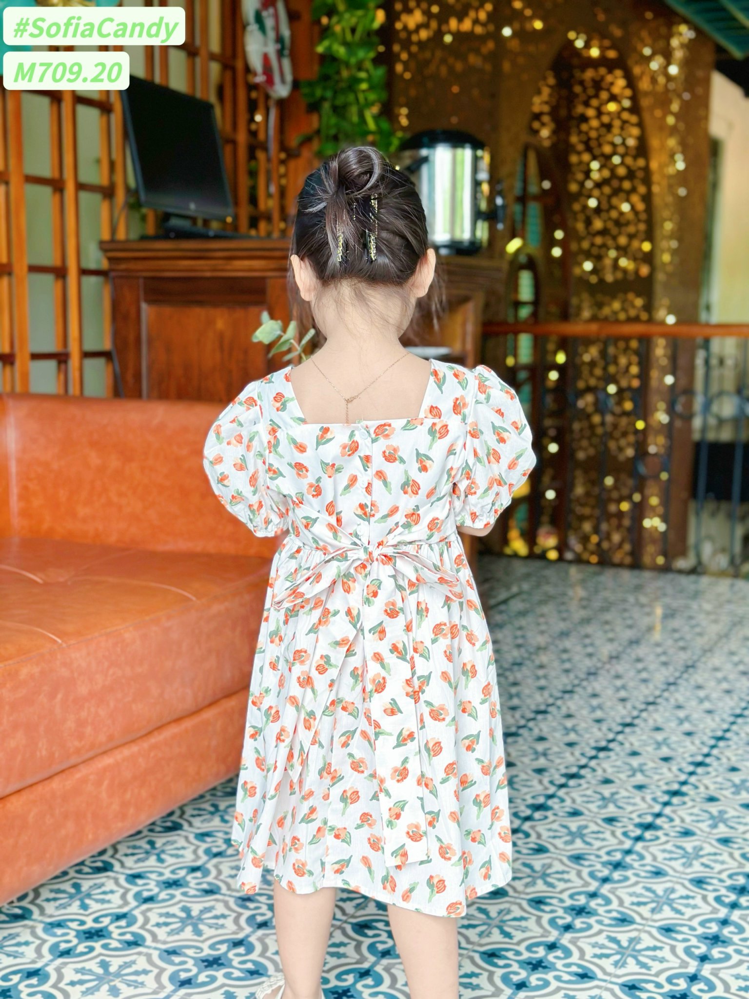 ĐẦM HOA CAM XẾP LY NGỰC SOFIA CANDY