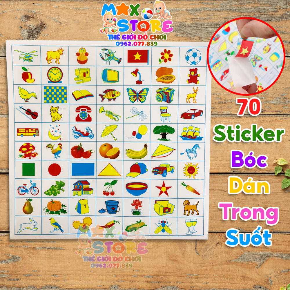 Tờ Sticker Bóc Dán 70 Kí Hiệu Trong Suốt Dán Đồ Dùng Ca Cốc ( 1 tấm)
