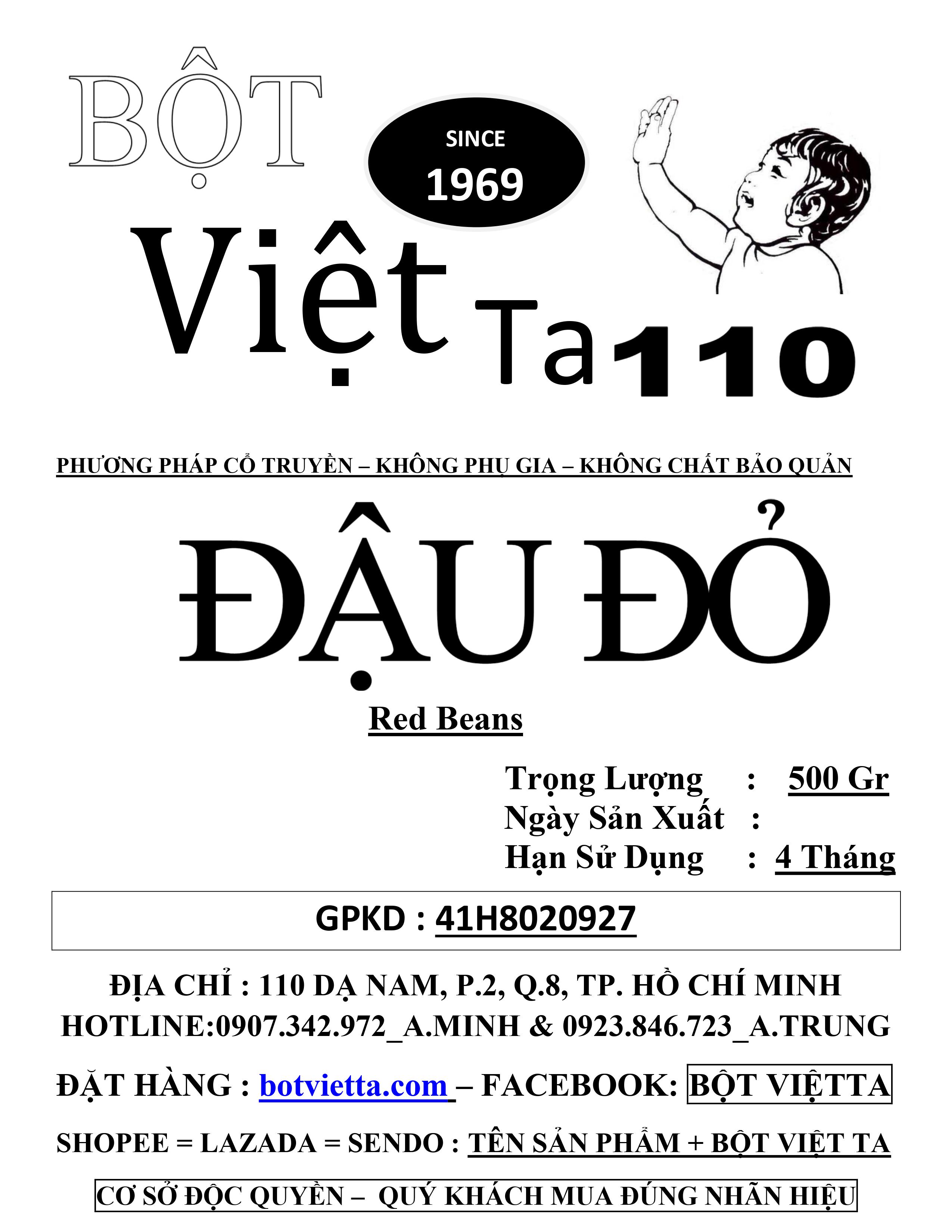 [HCM]Bột Đậu Đỏ Chín Bột Việt Ta