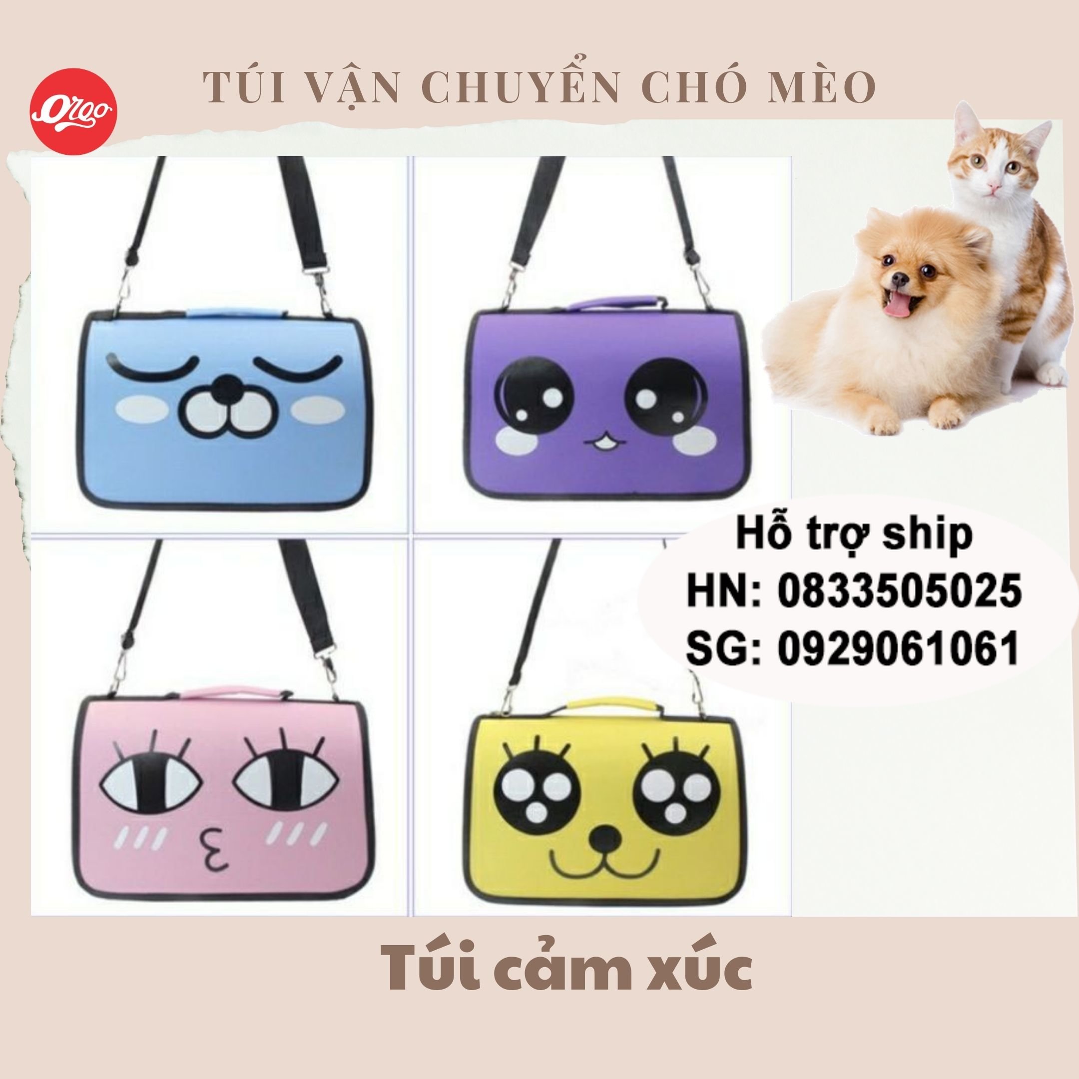 Túi vận chuyển chó mèo túi cảm xúc ngộ nghĩnh