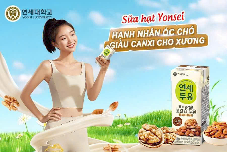 [ Không Đường ] Sữa Hậu Óc Chó Hạnh Nhân Đậu Đen Hàn Quốc YONSEI 24 hộp x 190ml