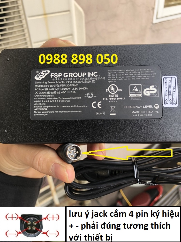 Adapter nguồn fsp 48v 2.8a chân 4 kim loại tốt