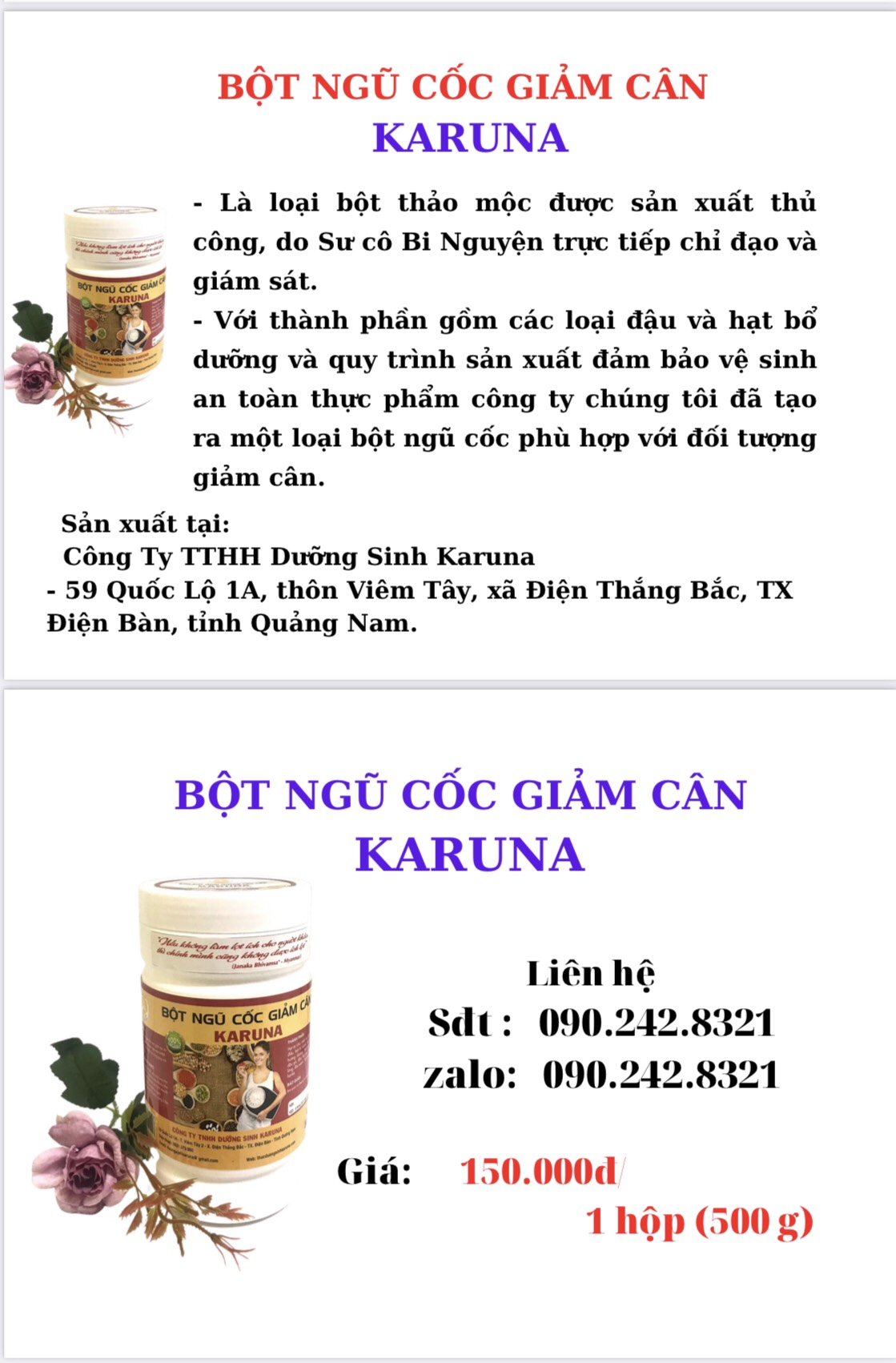 BỘT NGŨ CỐC GIẢM CÂN KARUNA 500G