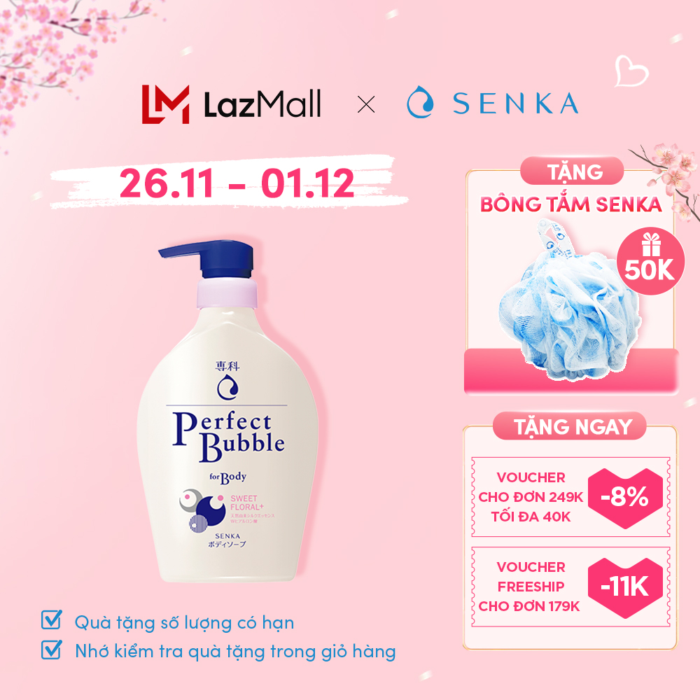 BÁO GIÁ BỘ SỮA TẮM DƯỠNG ẨM SENKA HƯƠNG LINH LAN, HOA NHÀI VÀ SỮA RỬA MẶT TẠO BỌT | Shopee Lazada Sendo Tiki mới nhất 26 Sữa tắm dưỡng ẩm Senka Perfect Bubble - Hương Hoa Hồng & Đinh Hương 500ml