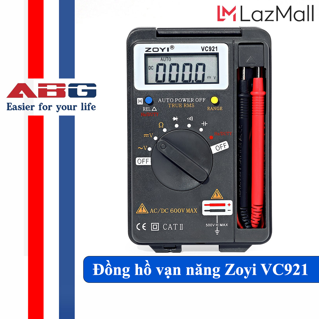 Đồng hồ đo điện vạn năng zoyi vc921 điện tử đo điện mini bỏ túi ac/dc - hàng chính hãng - bảo hành 12 tháng