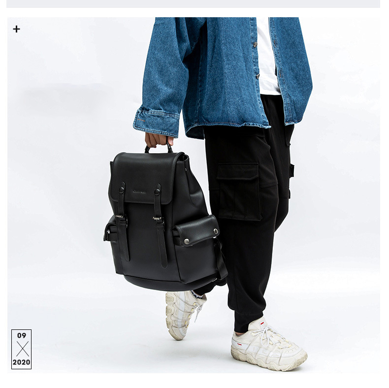 Balo nam da xịn béo đựng a4 laptop cặp đeo đi học túi đen trơn da đơn giản phong cách thời trang MINA