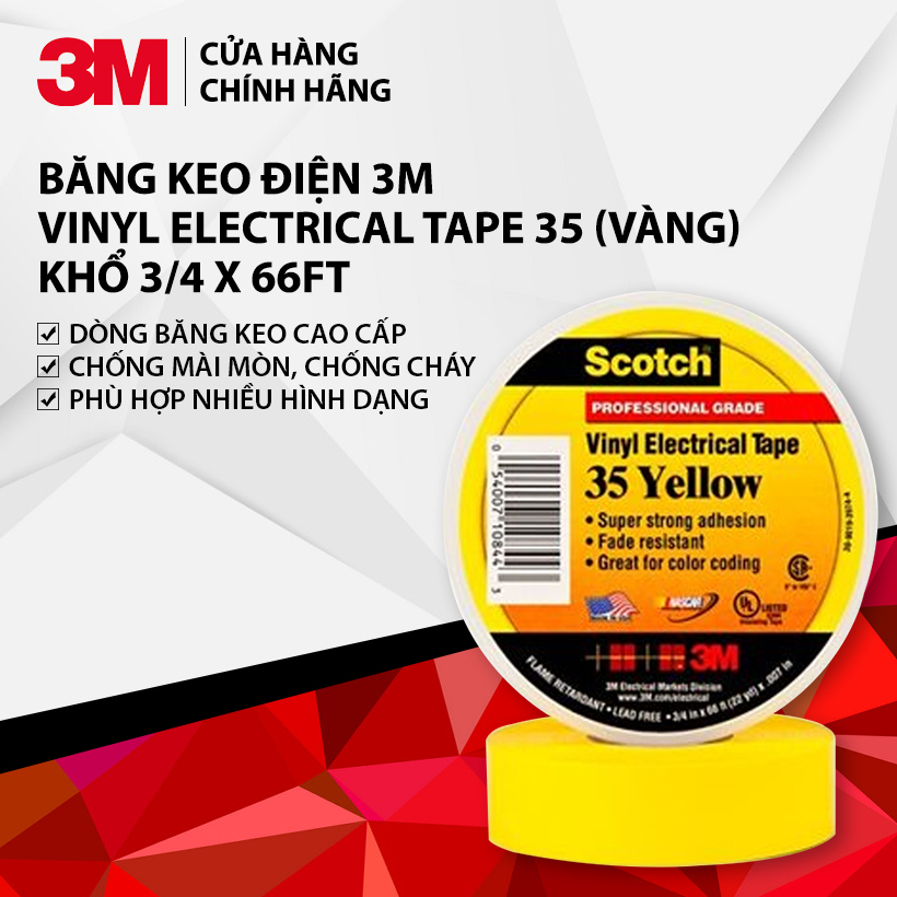 Băng keo điện 3m vinyl electrical tape 35 khổ 3/4 x 66ft
