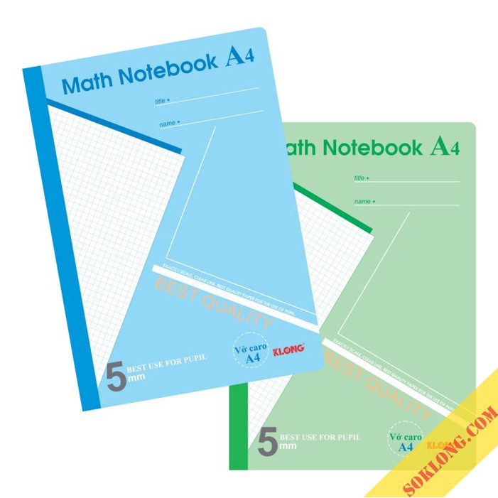 Vở sổ Caro A4 Math Notebook tiện lợi cho học toán- 200 trang Klong MS 298-SỔ KLONG