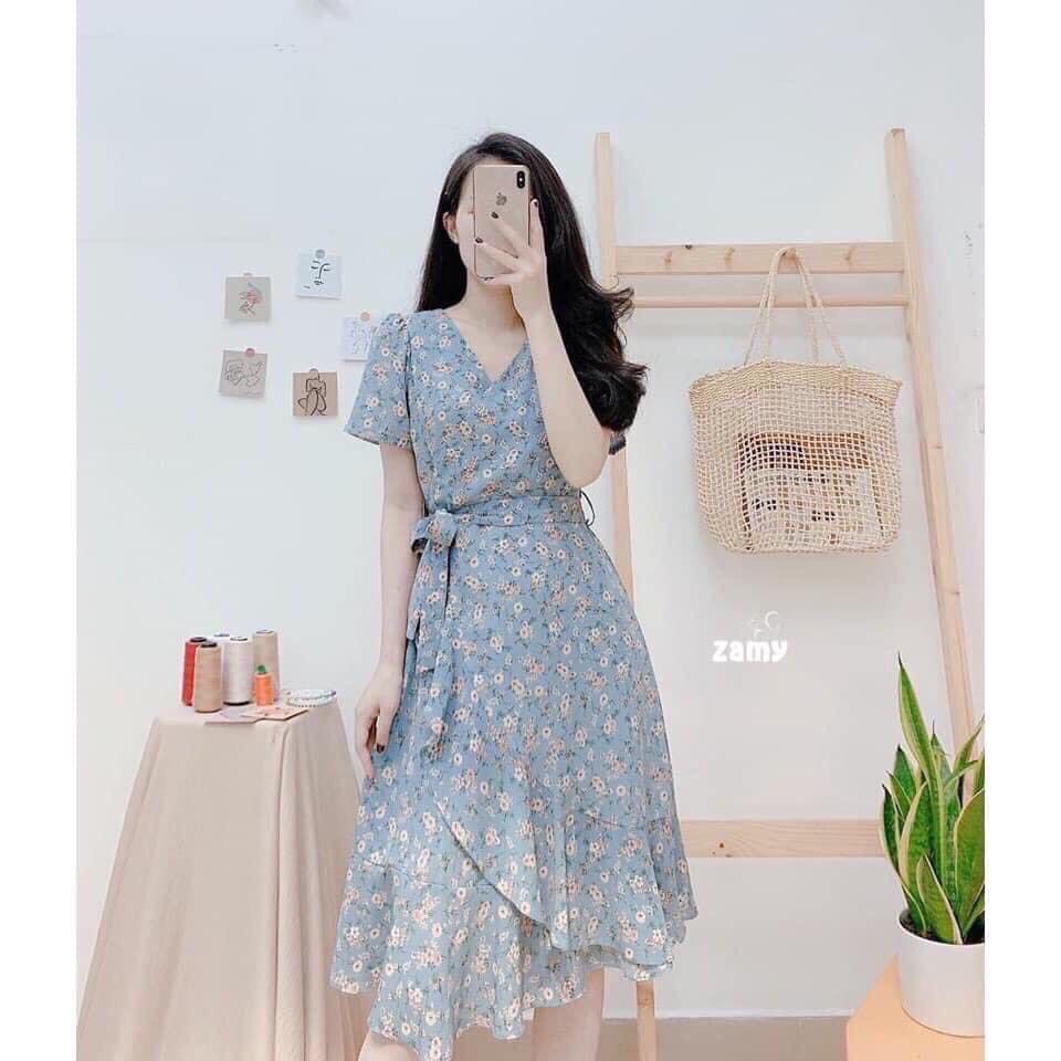 Đầm lụa in hoa nhỏ nhắn  xinh sắn