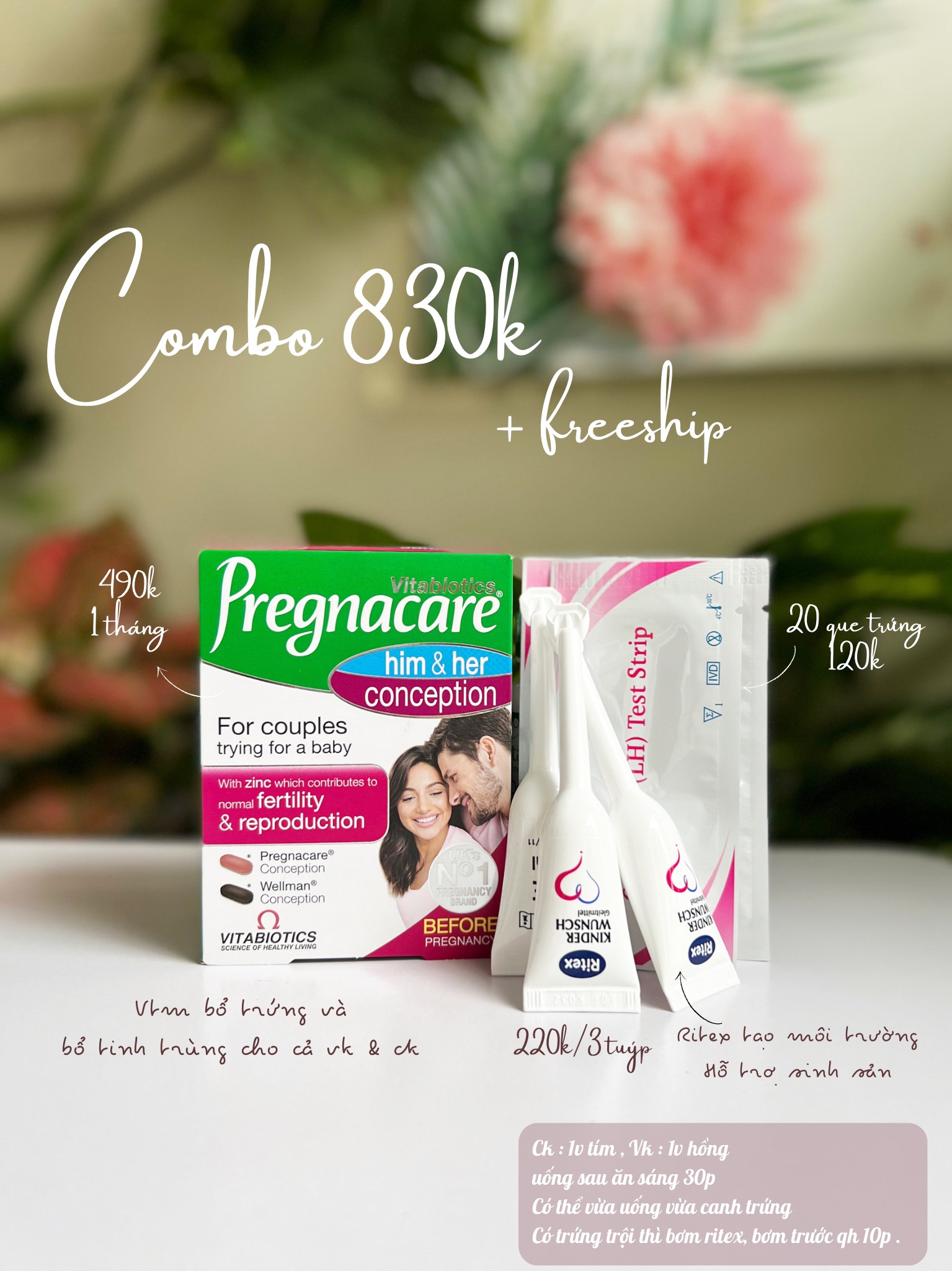 Combo Himher 3 ritex + 20 que trứng + tặng bảng canh