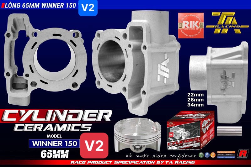 Nòng kiếng ta racing lòng nhôm xe winner sonic 150 65 - 62 mm chân 28 / 34 mẫu v2