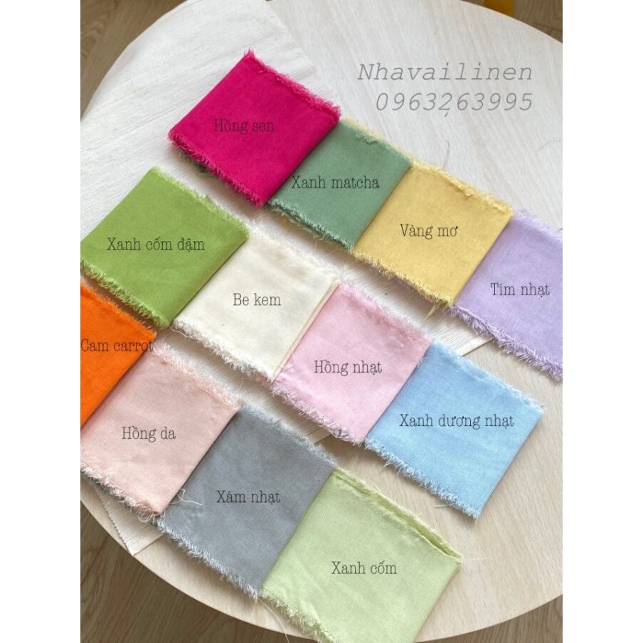 Vải linen bột trơn (Tone Be Nâu) mềm mịn thoáng mát - Nhà Vải Linen