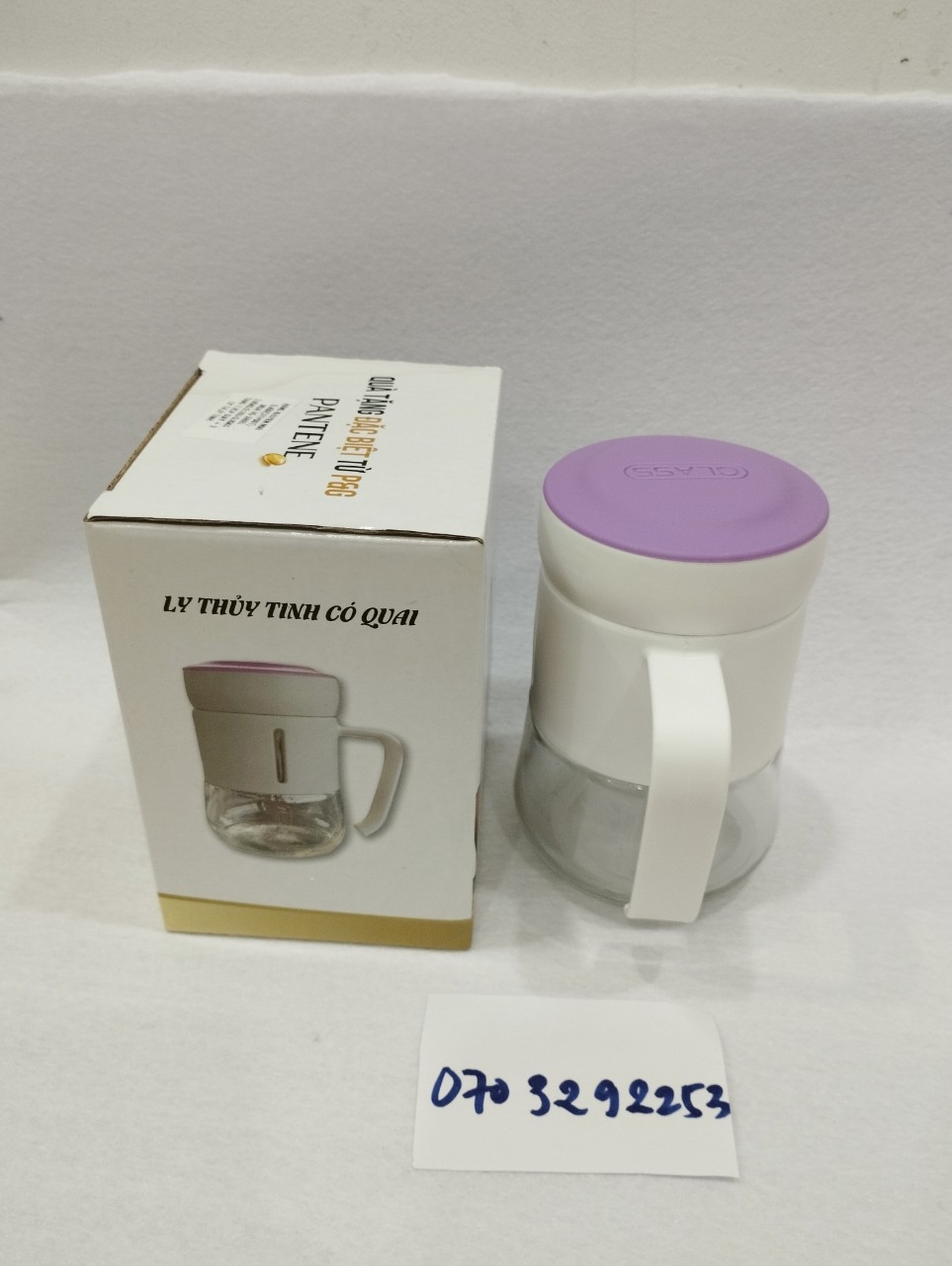 Ly thủy tinh có quai 400ml, ly uống trà đá