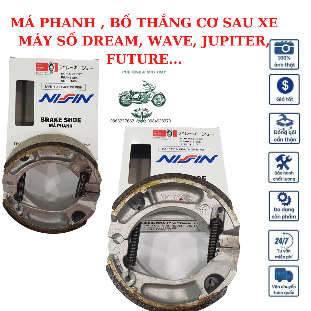 MÁ PHANH , BỐ THẮNG CƠ SAU XE MÁY SỐ DREAM, WAVE, JUPITER, FUTURE...