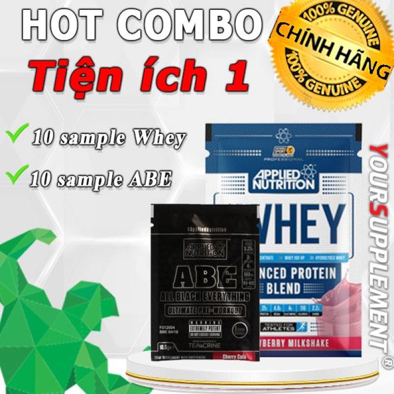 Combo Tiện Ích 1 - 10 sample whey protein + 10 sample pre workout ABE cao cấp