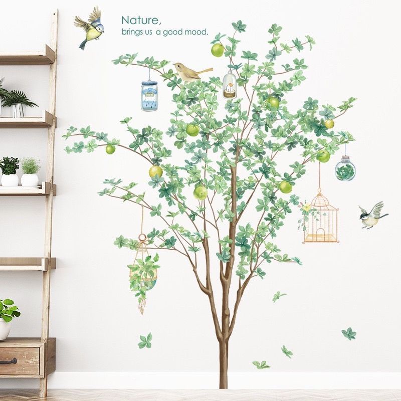Decal dán tường cây lựu, trang trí phòng khách