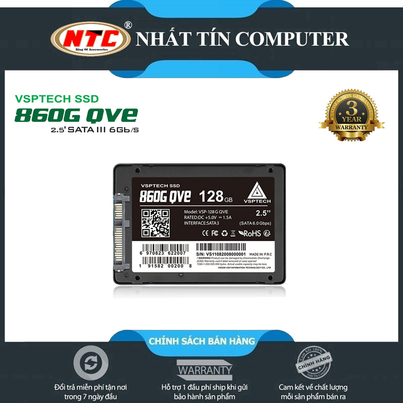 Ổ cứng SSD VSPTECH 860G QVE dung lượng 128GB - tốc độ ghi 420MB/s đọc 500MB/s (Đen)