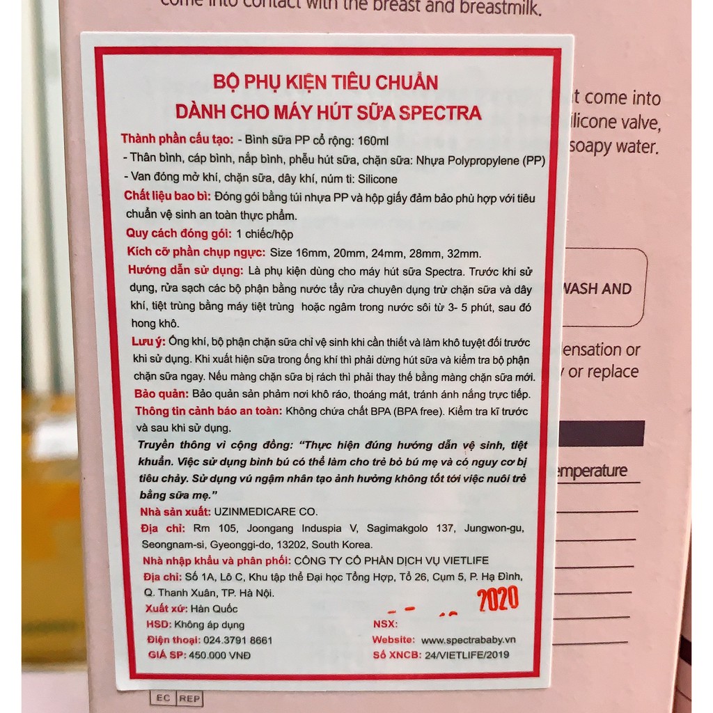 Bộ 2 Bình Trữ Sữa Spectra Có Nắp Đậy