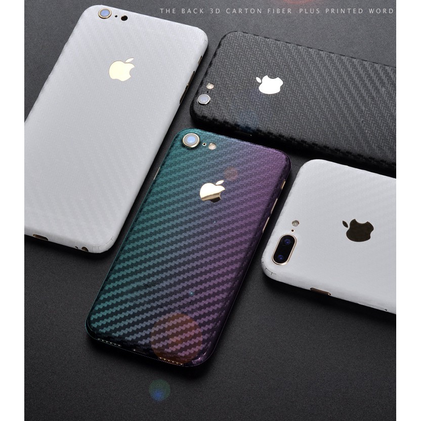 miếng dán skin iphone 7 , 7 plus vân carbon 4D - Đủ Màu