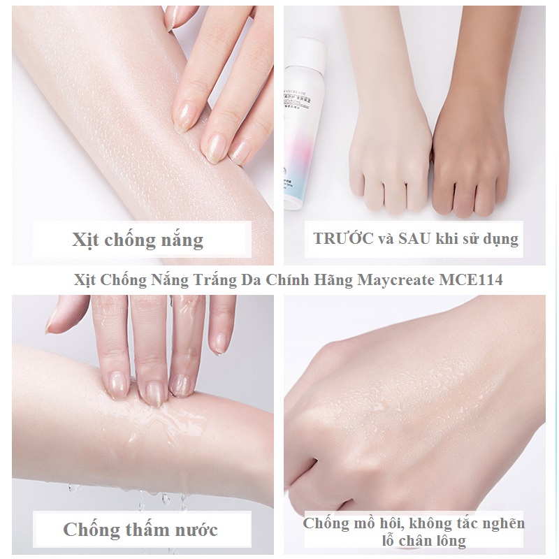 Xịt Chống Nắng Trắng Da Maycreate MCE114
