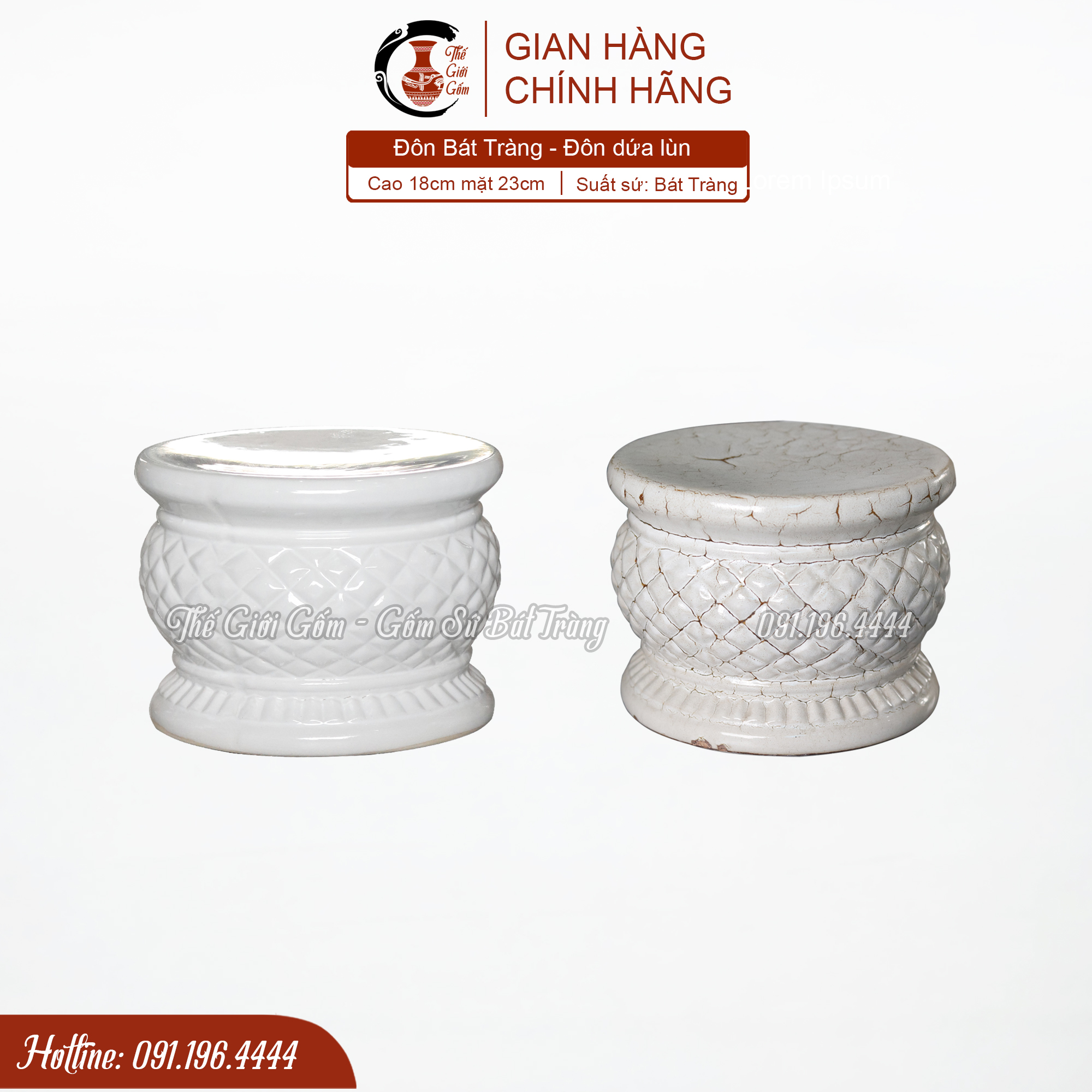 Đôn gốm sứ kê chậu cây - Cỡ bé - Đôn Bát Tràng