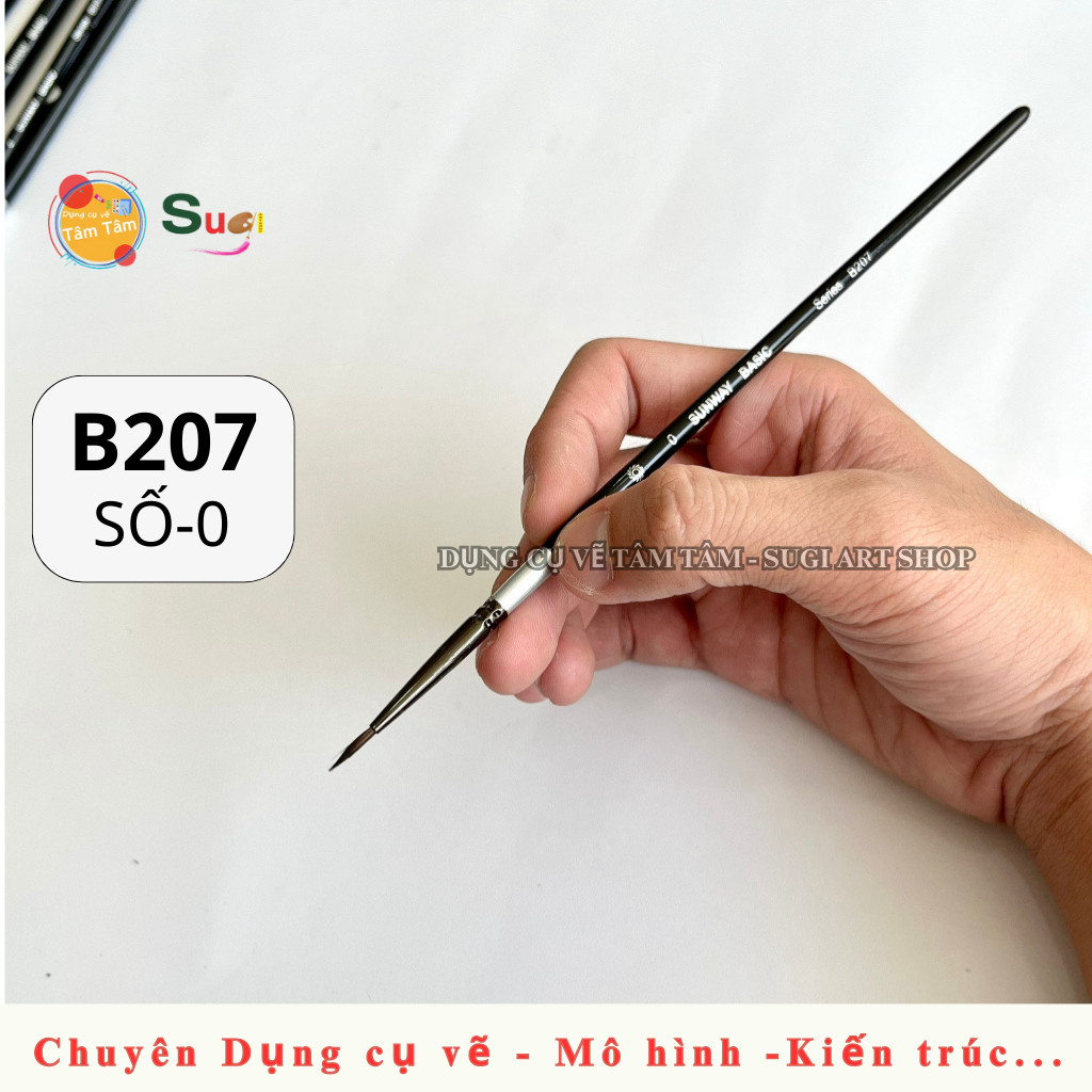 -Cọ đầu nhọn lông sóc B207, Sunway B207 Lông Sóc (Bán lẻ theo size) Tâm Tâm - Sugi Art