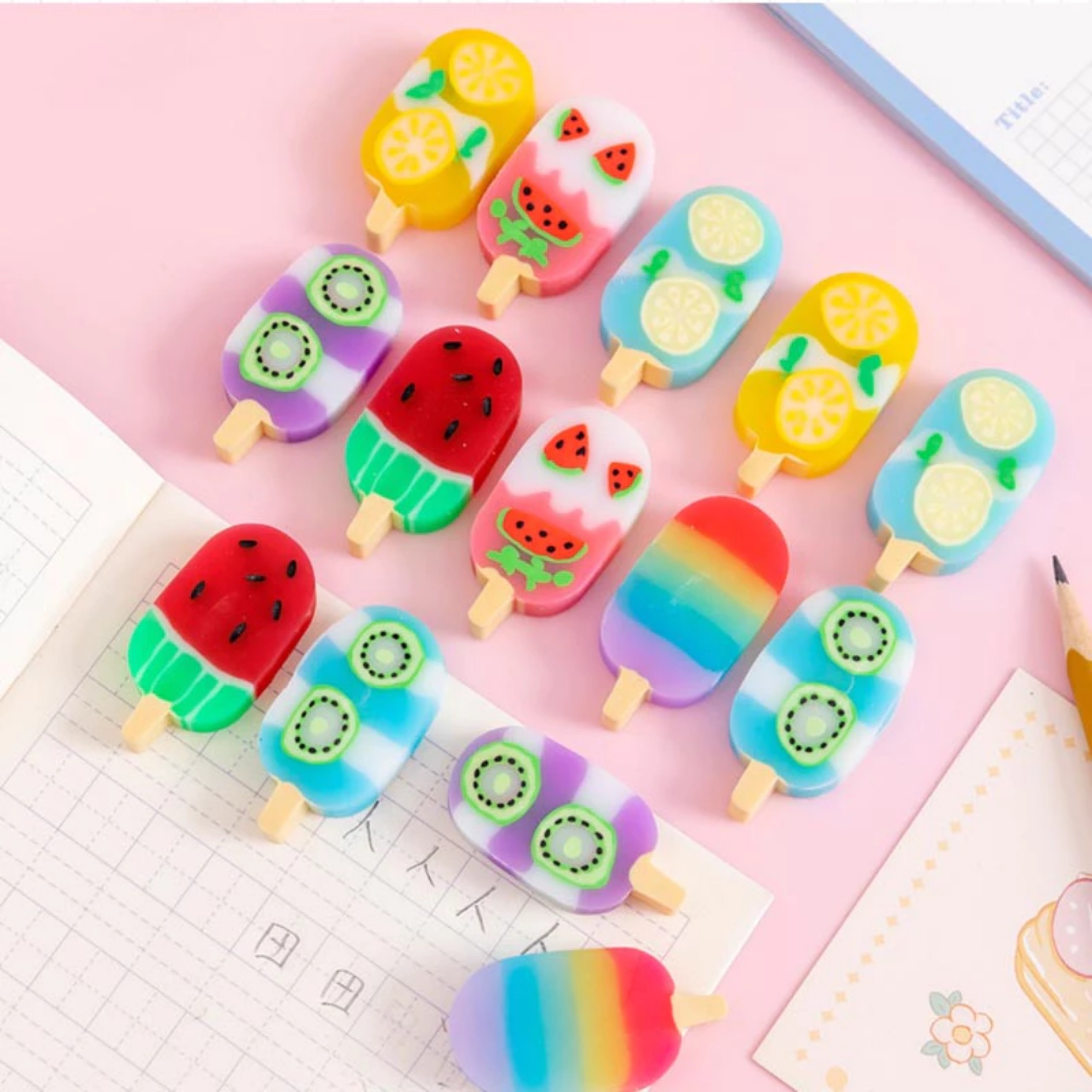 Combo 2 cục gôm trái cây hình que kem dễ thương độc đáo
