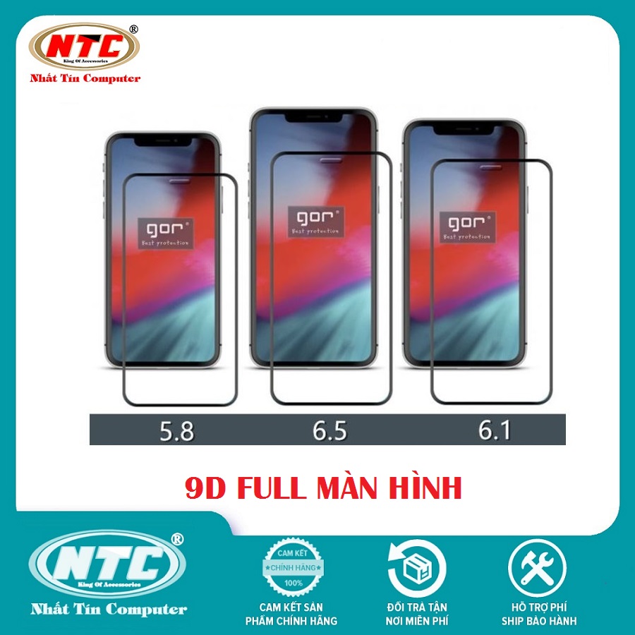 Miếng dán mặt kính cường lực 9D / 10D full màn hình cho các dòng iPhone (Đen)