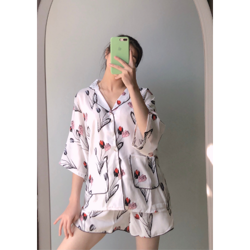 Bộ Đồ Pijama Lụa Pijama Lụa Áo Cộc - Quần Đùi HÀNG ĐẸP CHUẨN] [ẢNH THẬT +VIDEO]