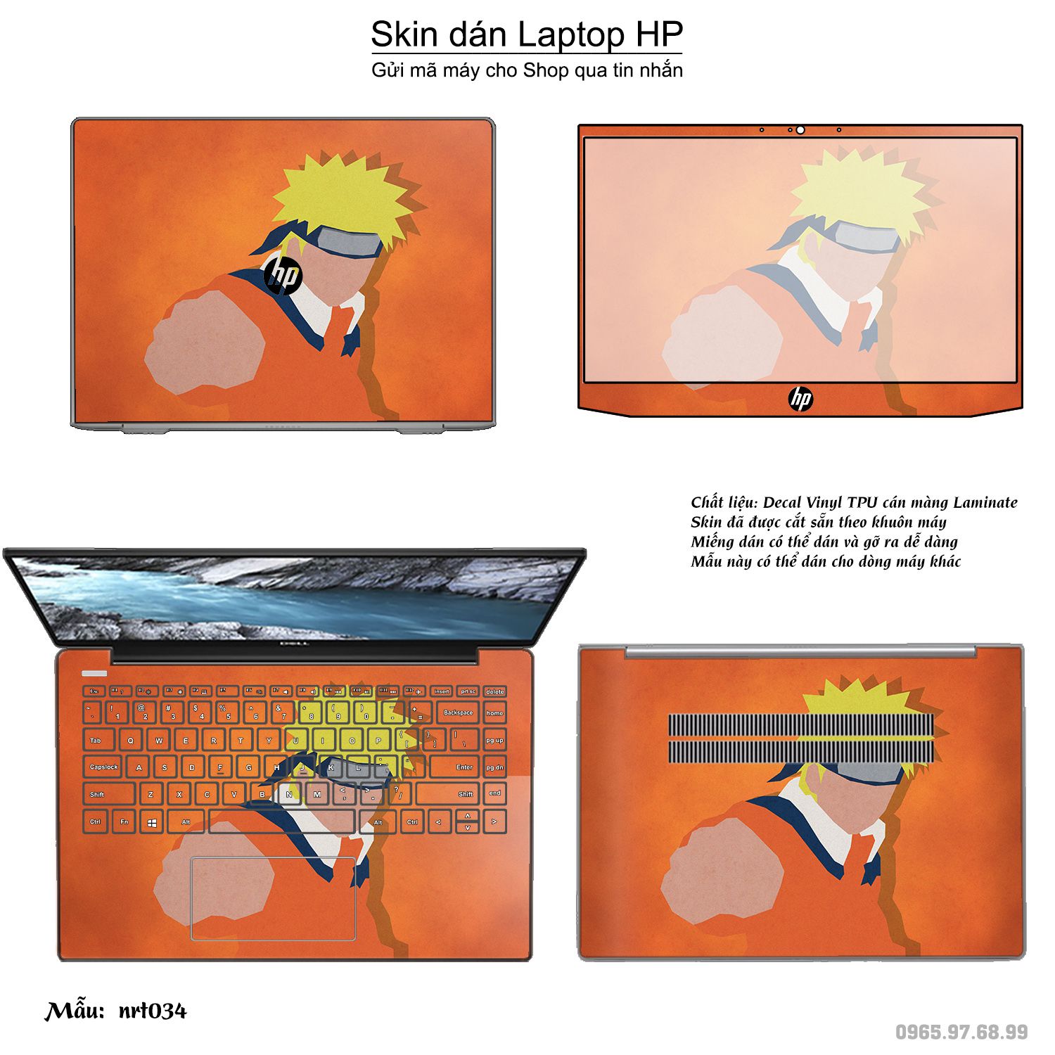 Decal Skin dán Laptop HP mẫu Naruto (inbox mã máy cho shop)