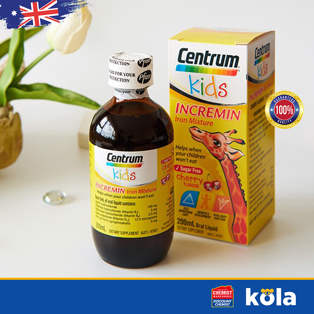 Siro Centrum cho trẻ biếng ăn Centrum Kids Incremin Iron Mixture Cherry Flavour 200ml (LZD2)