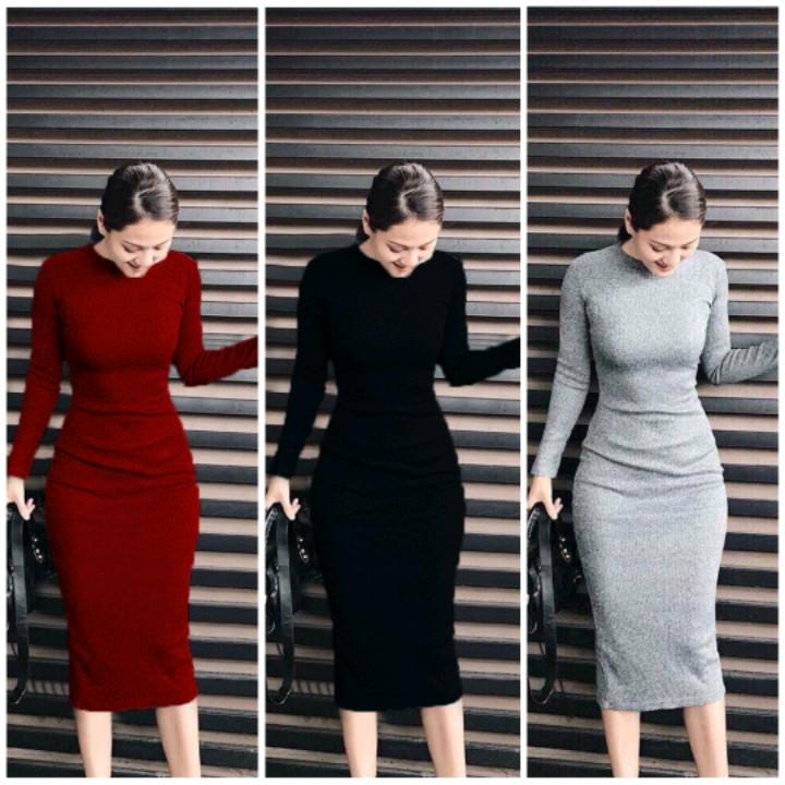 ĐẦM BODY THUN GÂN DÀI TAY