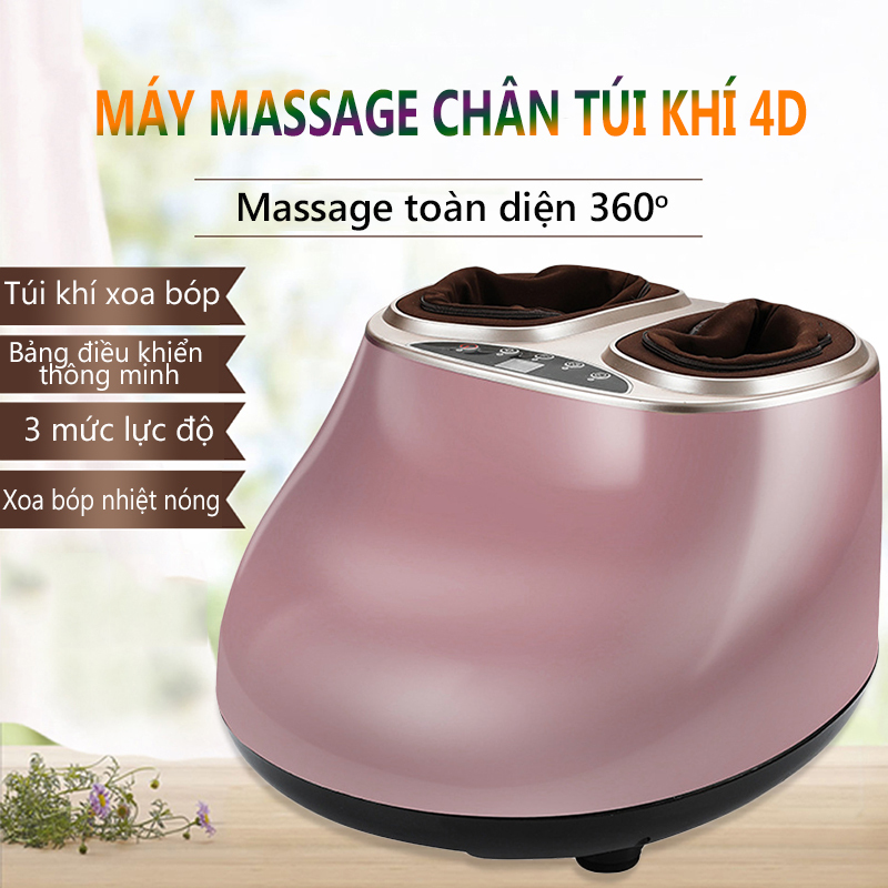Máy massage chân mát xa chân xoa bóp chân đa năng túi khí bao bọc, máy mát xa màu trắng và hồng đất - Pink - Super Bank cao cấp