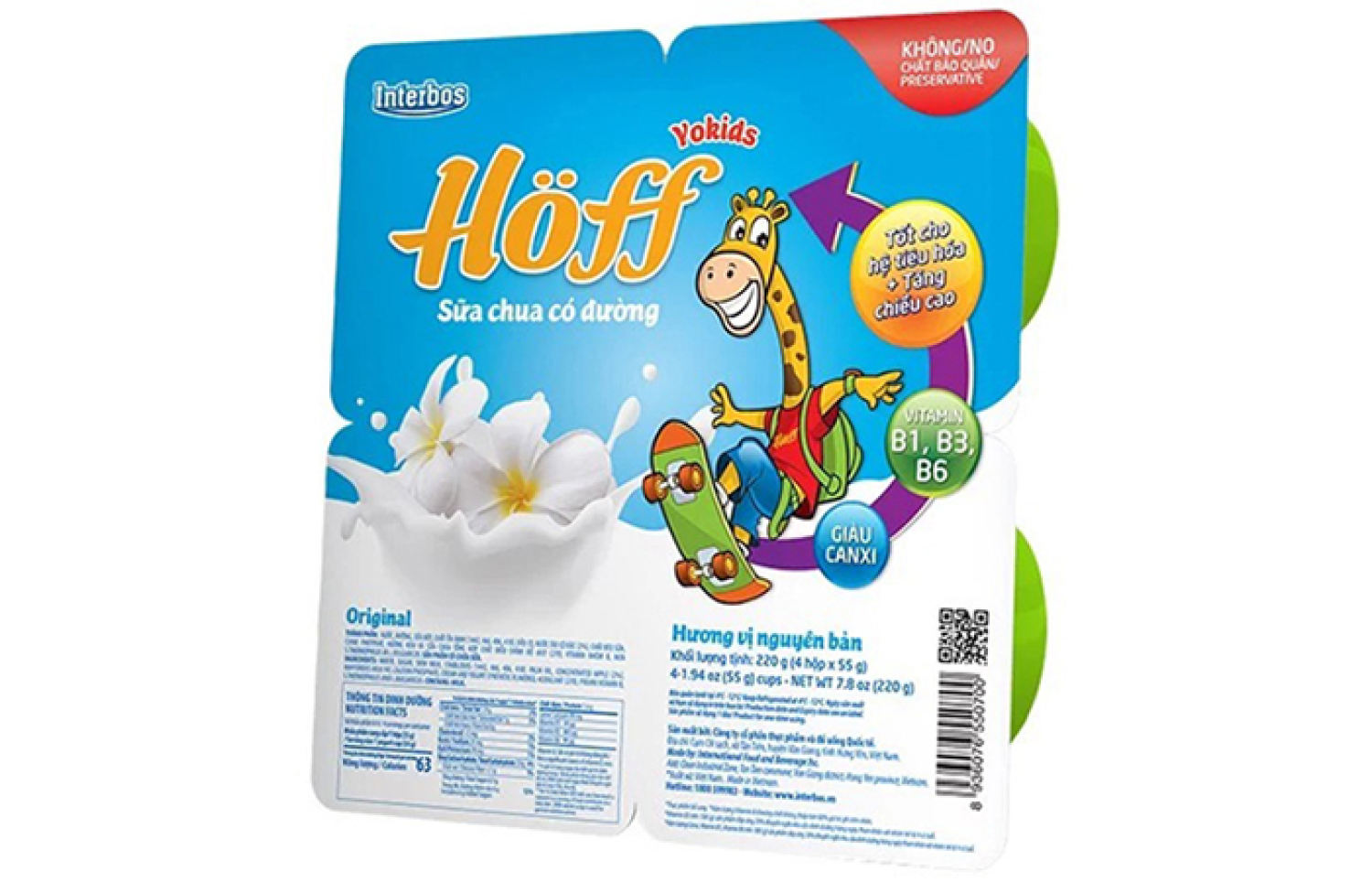 Sữa chua Hoff trái cây lốc 4 hủ